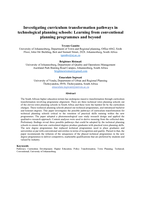 Investigating curriculum transformation pathways in technological planning schools : learning from conventional planning programmes and beyond