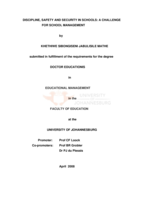 Discipline, safety and security in schools: a challenge for school management