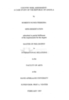 Country risk assessment : a case study of the Republic of Angola