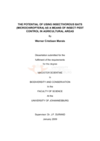 The potential of using insectivorous bats (Microchiroptera) as a means of insect pest control in agricultural areas