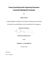 Process coordination within engineering procurement construction management companies