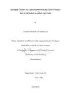 Member choice in a defined contribution pension plan : decision-making factors