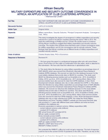 Military expenditure and security outcome convergence in Africa : an application of the club clustering approach