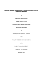 Obstacles to labour companionship at Bamalete Lutheran hospital Ramotswa : Botswana