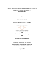A psycho-educational programme for grade 10 learners to facilitate a positive experience of physical science
