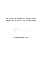The South African timeshare industry, 1978 to 2012 : development, evolution and geography.