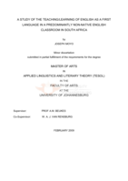 A study of the teaching/learning of English as a first language in a predominantly non-native English classroom in South Africa