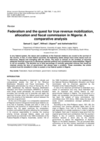 Federalism and the quest for true revenue mobilization, allocation and fiscal commission in Nigeria : a comparative analysis.