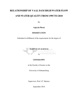 Relationship of Vaal Dam high water flow and water quality from 1995 to 2010