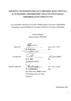The effect of homeopathically prepared Arnica Montana 6C on bleeding, prothrombin and activated partial thromboplastin times in Vivo