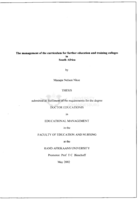 The management of the curriculum for further education and training colleges in South Africa