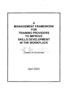 A management framework for training providers to improve skills development in the workplace
