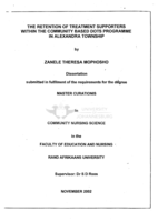 The retention of treatment supporters within the community based DOTS programme in Alexandra township