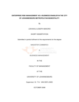 Enterprise risk management as a business enabler in the City of Johannesburg Metropolitan Municipality