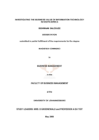 Investigating the business value of information technology in South Africa.