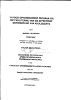 'n Psigo-opvoedkundige program vir die fasilitering van die affektiewe ontwikkeling van adolessente