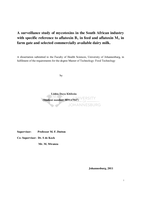 A surveillance study of mycotoxins in the South African industry with specific reference to aflatoxin B₁ in feed and aflatoxin M₁ in farm gate and selected commercially available dairy milk