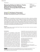 Measuring adolescent influence tactics with parents in family vacation decisions : a comparable scale across 19 societies