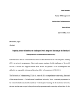 Preparing future-fit leaders :  the challenge of work integrated learning in the Faculty of Management in a comprehensive university
