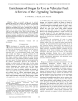 Enrichment of biogas for use as vehicular fuel: a review of the upgrading techniques