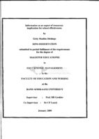 Information as an aspect of resources : implication for school effectiveness