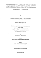 Perceptions of illiterate rural women on the educational role of the Lemana Community College