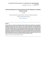Numerical optimization of small-scale thermo-acoustic refrigerators considering maximum cooling