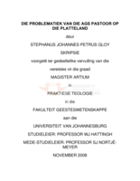 Die problematiek van die AGS pastoor op die platteland
