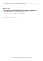 The microstructural and mechanical characterization of the β- type Ti-11.1Mo-10.8Nb alloy for biomedical applications
