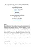 The Impact of information and communication technology (ICT) on globalisation
