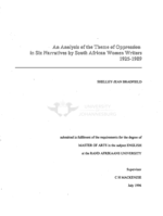 An analysis of the theme of oppression in six narratives by South African women writers, 1925-1989
