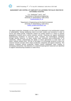 Management and control of complexity in clustering for value creation in sustainable societies
