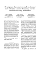 Development of construction small, medium and micro enterprise : a case of the Gauteng province construction industry, South Africa
