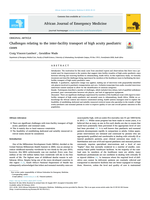 Challenges relating to the inter-facility transport of high acuity paediatric cases