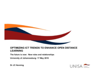 Optimizing ICT trends to enhance Open Distance Learning : impact of a practical assignment on professional relationships.