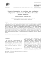 Numerical simulation of heat conduction subject to a time dependent laser source : the effects of variable thermal properties