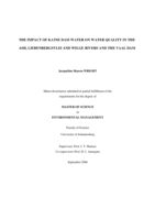 The impact of Katse Dam water on water quality in the Ash, Liebenbergsvlei and Wilge Rivers and the Vaal Dam