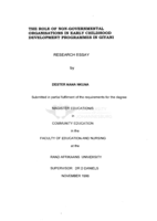 The role of non-governmental organisations in early childhood development programmes in Giyani