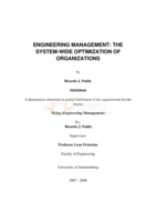 Engineering management: the system-wide optimization of organizations