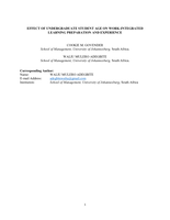 Effect of undergraduate student age on work-integrated learning preparation and experience