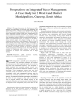 Perspectives on integrated waste management: a case study for 2 West Rand district municipalities, Gauteng, South Africa