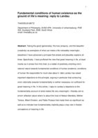 Fundamental conditions of human existence as the ground of life's meaning : reply to Landau