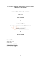 An engineering management framework for the SA clothing industry with a focus on Kwa-Zulu Natal