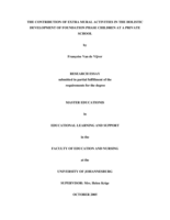 The contribution of extra mural activities in the holistic development of foundation phase children at a private school