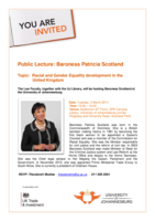 Public lecture: Baroness Patricia Scotland on racial and gender equality development in the United Kingdom