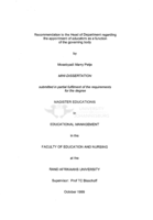 Recommendation to the head of department regarding the appointment of educators as a function of the governing body.