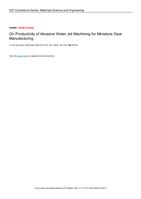 On productivity of abrasive water jet machining for miniature gear manufacturing