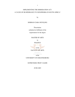 Implementing the Immigration act: a cause of or hindrance to xenophobia in South Africa?