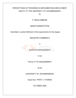 Perceptions of progress in implementing employment equity at the University of Johannesburg