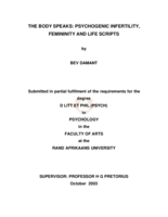 The body speaks: psychogenic infertility, femininity and life scripts